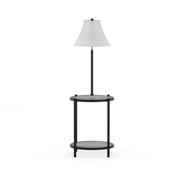 Mainstays Glass End Table Floor Lamp, Matte Black, CFL Bulb Included