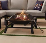 Mainstays Greyson 30” Square Wood Burning Fire Pit with Mesh Screen