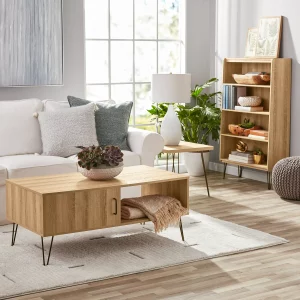 Mainstays Modern Hairpin Rectangle Coffee Table, Oak(1)