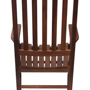 Mainstays Outdoor Wood Porch Rocking Chair, Dark Brown Color, Weather Resistant Finish img 2