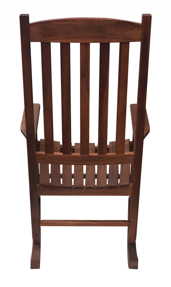 Mainstays Outdoor Wood Porch Rocking Chair, Dark Brown Color, Weather Resistant Finish