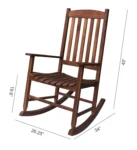 Mainstays Outdoor Wood Porch Rocking Chair, Dark Brown Color, Weather Resistant Finish