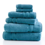 Mainstays Performance Solid 6 Piece Towel Set, Cool Water