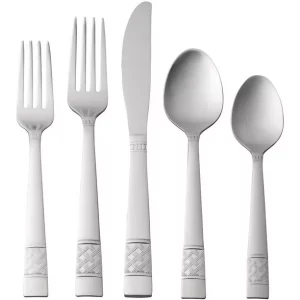 Mainstays Pierremont 20 Piece Polished Stainless Steel Flatware Set, Silver Tableware