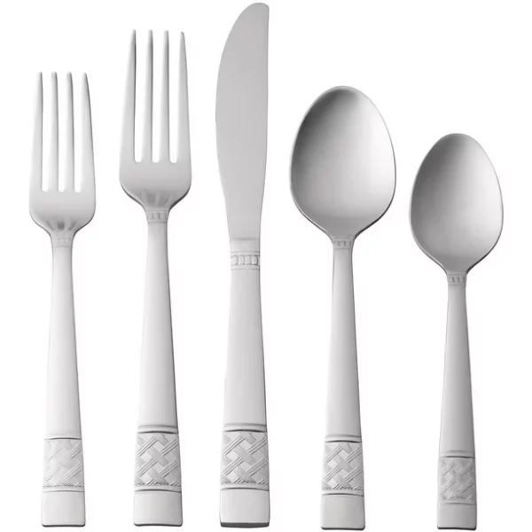 Mainstays Pierremont 20 Piece Polished Stainless Steel Flatware Set, Silver Tableware