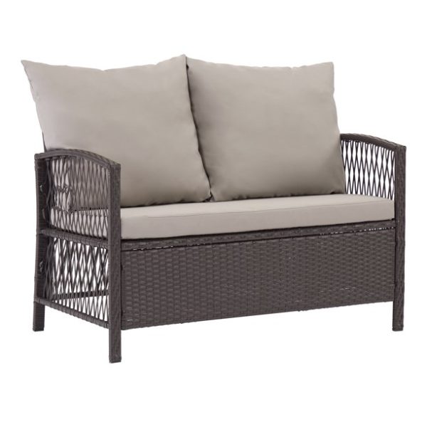 Mainstays Sanza Rattan 4-Piece Wicker Patio Furniture Conversation Set, Beige
