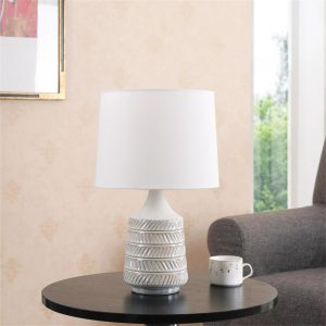 Mainstays White Beige Ceramic Table Lamp with Shade(1)