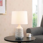 Mainstays White/Beige Ceramic Table Lamp with Shade 17"H