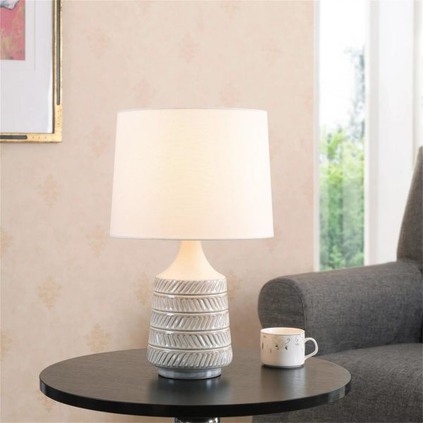 Mainstays White/Beige Ceramic Table Lamp with Shade 17"H