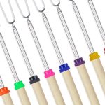 Marshmallow Roasting Sticks 8 Pieces 32 inch Telescoping Extendable Camping Campfire Fire Pit Accessories Smores Skewers & Hot Dog Fork