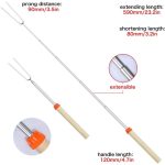 Marshmallow Roasting Sticks 8 Pieces 32 inch Telescoping Extendable Camping Campfire Fire Pit Accessories Smores Skewers & Hot Dog Fork