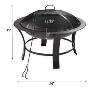 Metal Round Outdoor Wood-Burning Fire Pit Image 2