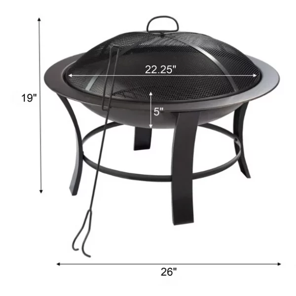 Mainstays 26" Metal Round Outdoor Wood-Burning Fire Pit