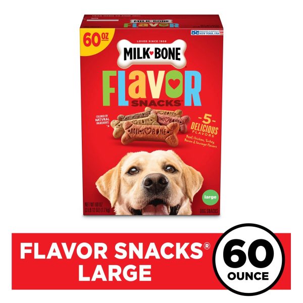 Milk-Bone Flavor Snacks Large Dog Biscuits, Flavored Crunchy Dog Treats, 60 oz.