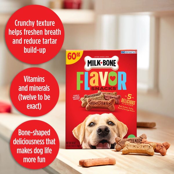 Milk-Bone Flavor Snacks Large Dog Biscuits, Flavored Crunchy Dog Treats, 60 oz.