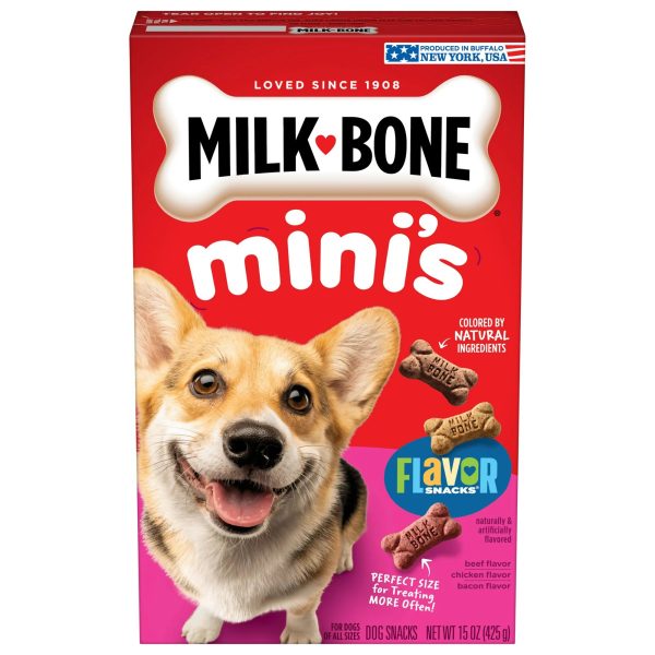 Milk-Bone Flavor Snacks Mini Dog Biscuits, Flavored Crunchy Dog Treats,15 oz.