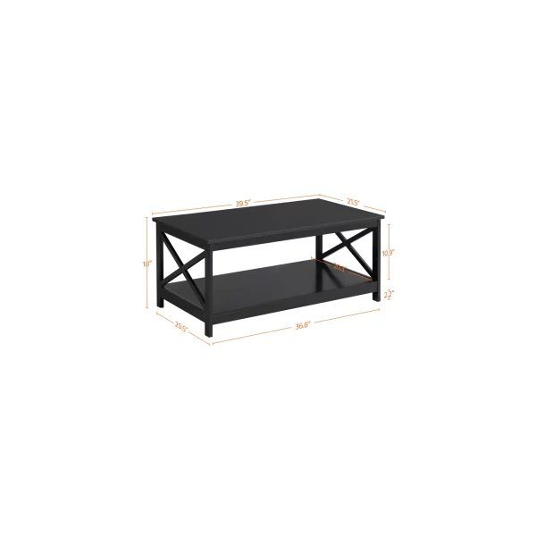 Modern Wooden X-Design Rectangle Coffee Table with Storage Shelf, Multiple Colors