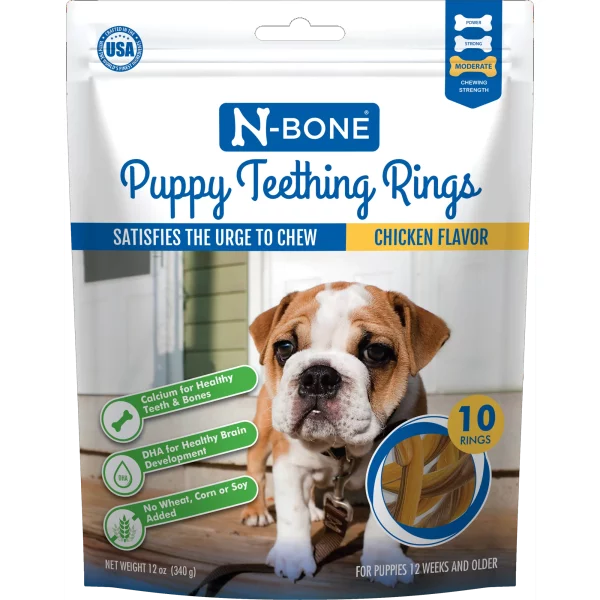 N-Bone® Puppy Teething Rings Chicken Flavor, 10 Treats, 12oz, Dried Chew Treats for Dogs