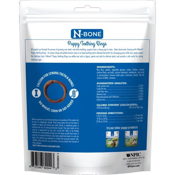 N-Bone® Puppy Teething Rings Chicken Flavor, 10 Treats, 12oz, Dried Chew Treats for Dogs