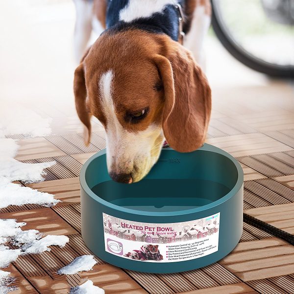 NAMSAN Heated Pet Bowl Dog Water Thermal-Bowl Heating Water Dish Feeder for Dogs, Cats, Rabbits, Chickens, Ducks