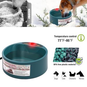 NAMSAN Heated Pet Bowl Dog Water Thermal-Bowl Heating Water Dish Feeder for Dogs, Cats, Rabbits, Chickens, Ducks(1)
