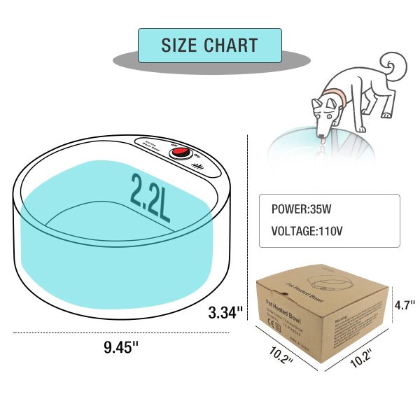 NAMSAN Heated Pet Bowl Dog Water Thermal-Bowl Heating Water Dish Feeder for Dogs, Cats, Rabbits, Chickens, Ducks