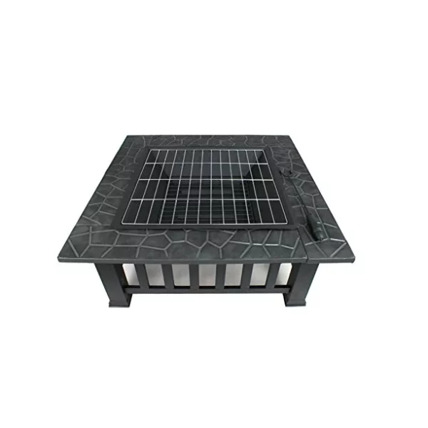 ZENY 32" Outdoor Fire Pit Square Metal Firepit Patio Garden Stove Wood Burning