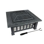 ZENY 32" Outdoor Fire Pit Square Metal Firepit Patio Garden Stove Wood Burning