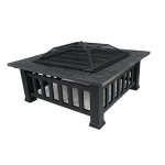 ZENY 32" Outdoor Fire Pit Square Metal Firepit Patio Garden Stove Wood Burning