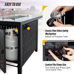 LAUSAINT HOME 43" Outdoor Fire Pit Table, 50,000 BTU Auto-Ignition Gas Fire Pit with Glass Wind Guard (Metal)