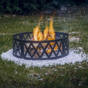 Outdoor Lattice Wood Burning Fire Pit Ring Image 2