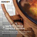 Sunjoy 30 in. Outdoor Wood-Burning Fire Pit, Patio Tree Motif Round Steel Firepit Large Fire Pits for Outside with Spark Screen and Poker