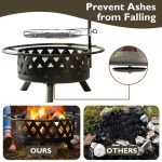 BaPiPro Fire Pit for Outside 30 Inch Outdoor Wood Burning Firepit Large Steel Firepit Bowl with Removable Cooking Swivel BBQ Grill for Backyard Bonfire Patio