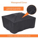 SinglyFire 32 inch Fire Pit Table for Outside Square Outdoor Fire Pit Wood Burning BBQ Tabletop Firepit Metal Stove Bonfire Pit for Patio Backyard Garden Camping with Cover, Spark Screen, Log GratePoker