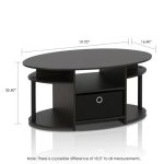 Furinno JAYA Simple Design Oval Coffee Table with Bin, Walnut