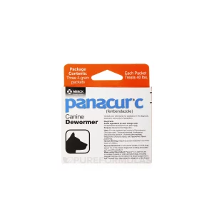 Panacur C Dewormer (Fenbendazole) for Dogs, Three 4-Gram Packets (40 Pounds)