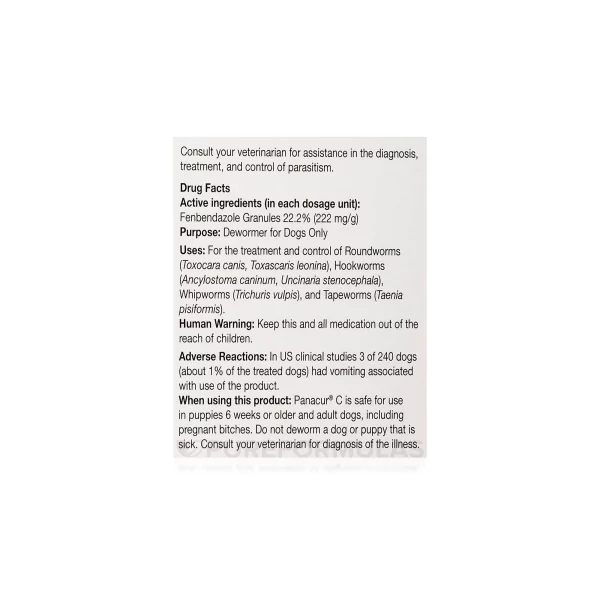 Panacur C Dewormer (Fenbendazole) for Dogs, Three 4-Gram Packets (40 Pounds)
