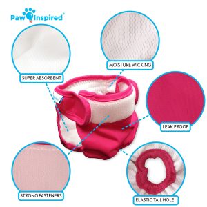 Paw Inspired 3ct Washable Female Dog Diapers Doggie Doggy Diapers Puppy Diapers for Female Dog Heat Reusable Pet Diapers for Female Dogs Cat Diapers (Assorted (White Lining) X Small)(1)