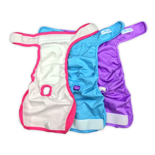 Paw Inspired 3ct Washable Female Dog Diapers, Doggie Doggy Diapers, Puppy Diapers for Female Dog Heat | Reusable Pet Diapers for Female Dogs, Cat Diapers (Assorted (White Lining), X-Small)