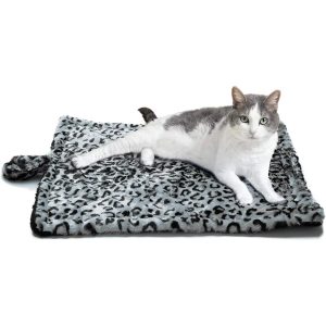 Paws & Pals Self Warming Medium Cat Pet Bed Gray Black Leopard Print (20x17.5x0.1 inches)