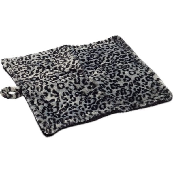 Paws & Pals Self Warming Medium Cat Pet Bed Gray Black Leopard Print (20x17.5x0.1 inches)