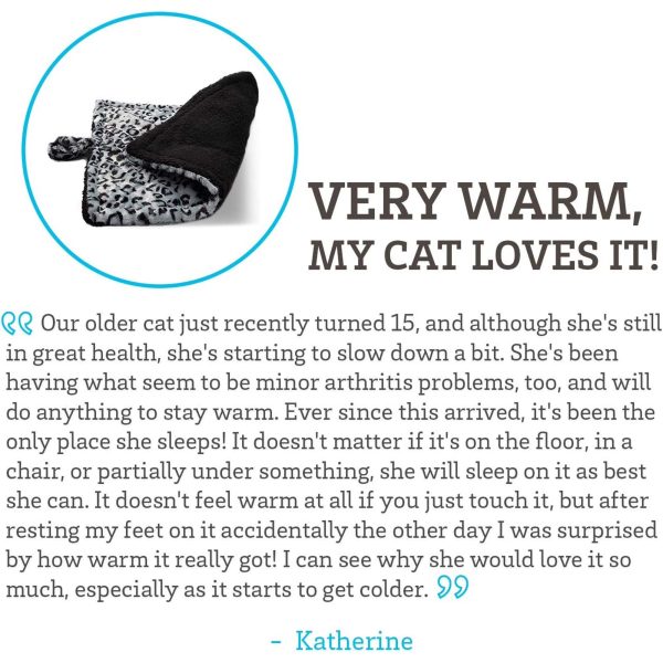 Paws & Pals Self Warming Medium Cat Pet Bed Gray Black Leopard Print (20x17.5x0.1 inches)