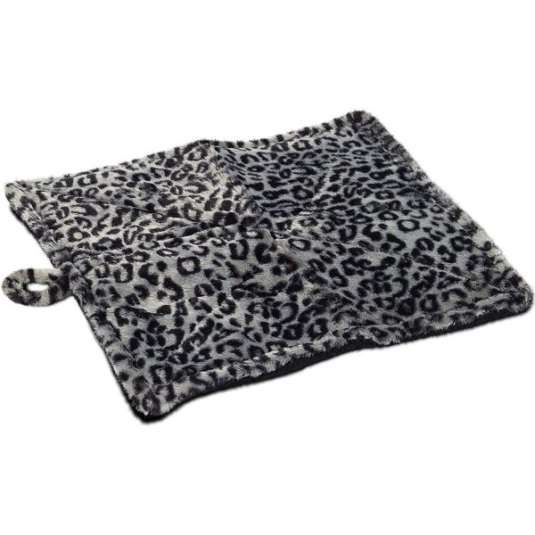 Paws & Pals Self Warming Medium Cat Pet Bed Gray Black Leopard Print (20x17.5x0.1 inches)