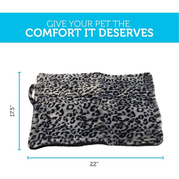 Paws & Pals Self Warming Medium Cat Pet Bed Gray Black Leopard Print (20x17.5x0.1 inches)