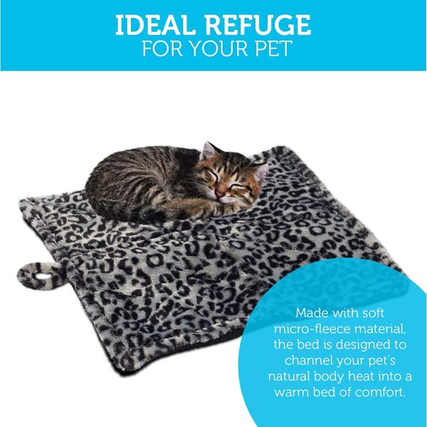 Paws & Pals Self Warming Medium Cat Pet Bed Gray Black Leopard Print (20x17.5x0.1 inches)