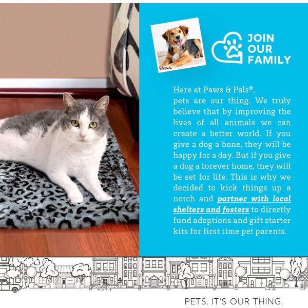 Paws & Pals Self Warming Medium Cat Pet Bed Gray Black Leopard Print (20x17.5x0.1 inches)