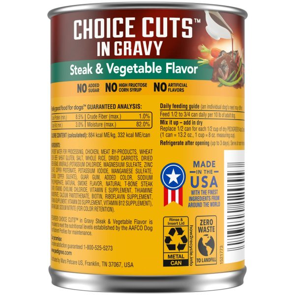 Pedigree Choice Cuts in Gravy Adult Canned Wet Dog Food Steak & Vegetable Flavor, 13.2 oz. Cans