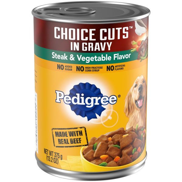 Pedigree Choice Cuts in Gravy Adult Canned Wet Dog Food Steak & Vegetable Flavor, 13.2 oz. Cans