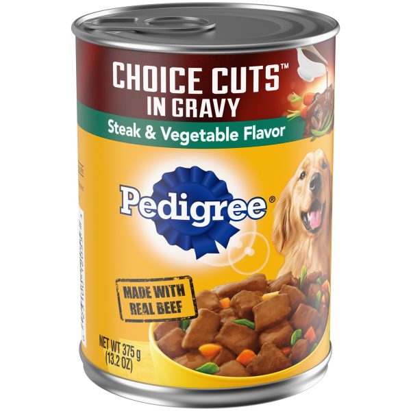 Pedigree Choice Cuts in Gravy Adult Canned Wet Dog Food Steak & Vegetable Flavor, 13.2 oz. Cans