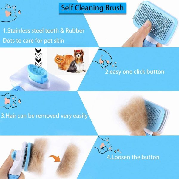 Pet Supply Self Cleaning Dog Brush & Cat Brush, Pet Grooming Brush and Comb Pet Hair Deshedding Brush Tool for Dogs and Cats with Short to Long Hair